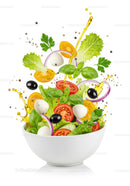 Fresh vibrant salad with tomatoes and olive oil splash