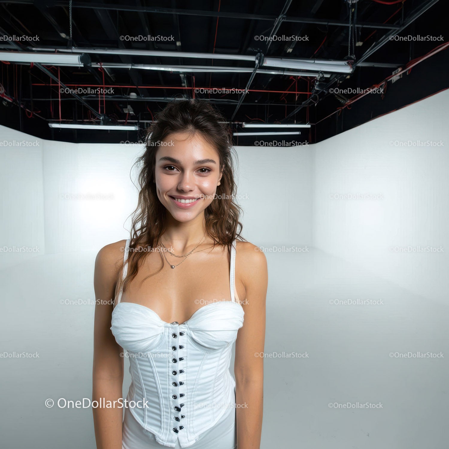 Beautiful Young Woman Smiling in Studio Portrait