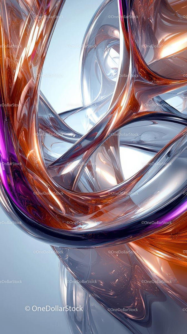 Abstract Glass Sculpture with Metallic and Reflective Surfaces