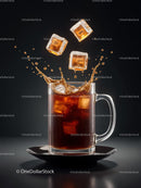 Iced Coffee Splashing in Clear Glass Mug