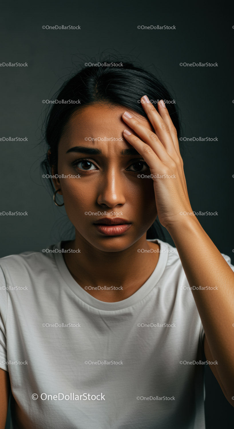 Close-Up Portrait of a Young Woman with Introspective Expression