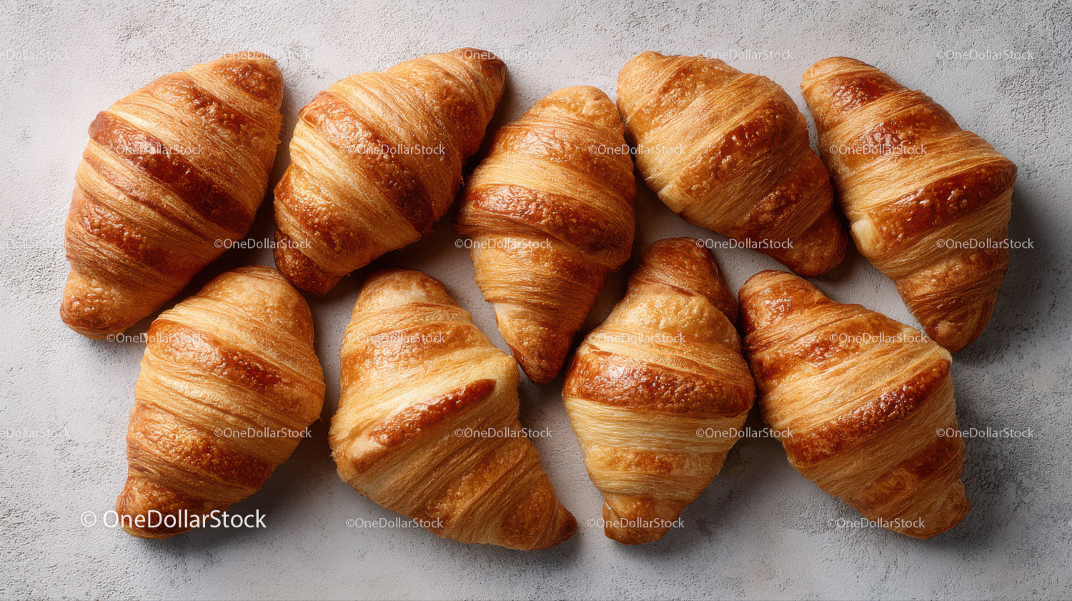 Golden Croissants Assortment Freshly Baked Bakery Pastries