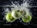 Fresh Green Onions Splash in Water for Healthy Food Concept