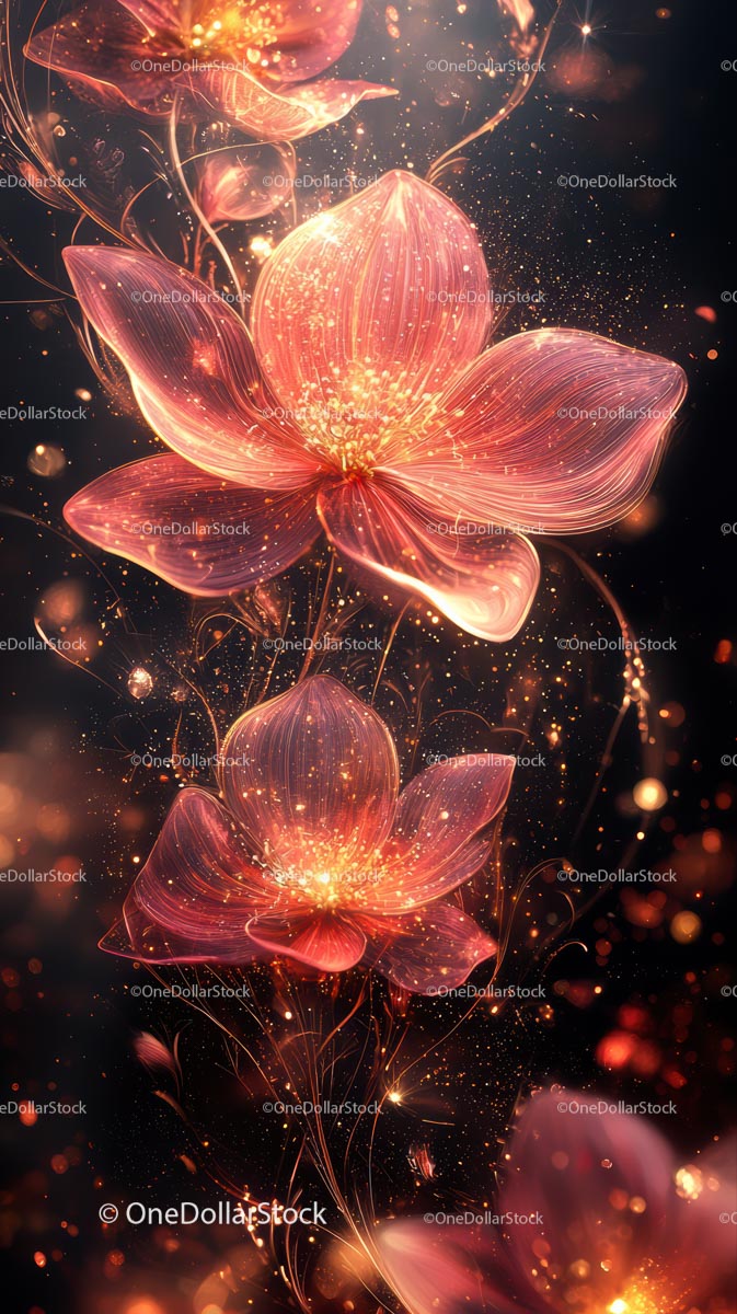Ethereal Glowing Flowers with Sparkling Light Effect