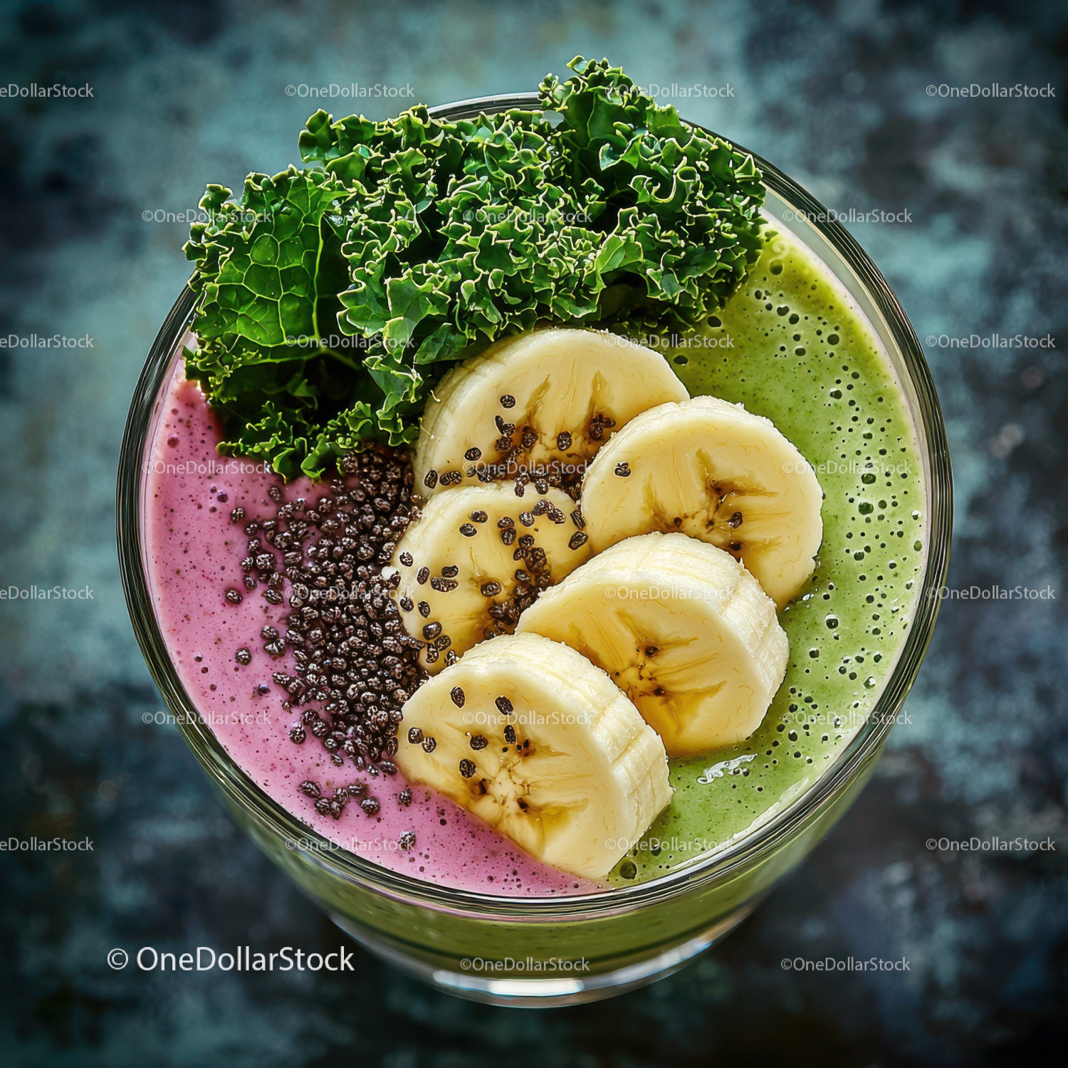 Colorful Fruit Smoothie with Banana Kale Chia Seeds