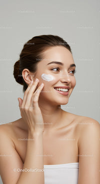 Young Woman Applying Skincare Cream for Healthy Glowing Skin