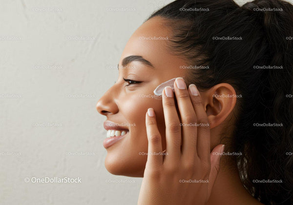 Smiling Woman Wiping Her Face in Close-Up Portrait
