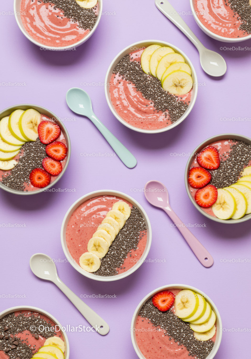 Healthy Smoothie Bowls with Chia Seeds and Fresh Fruit