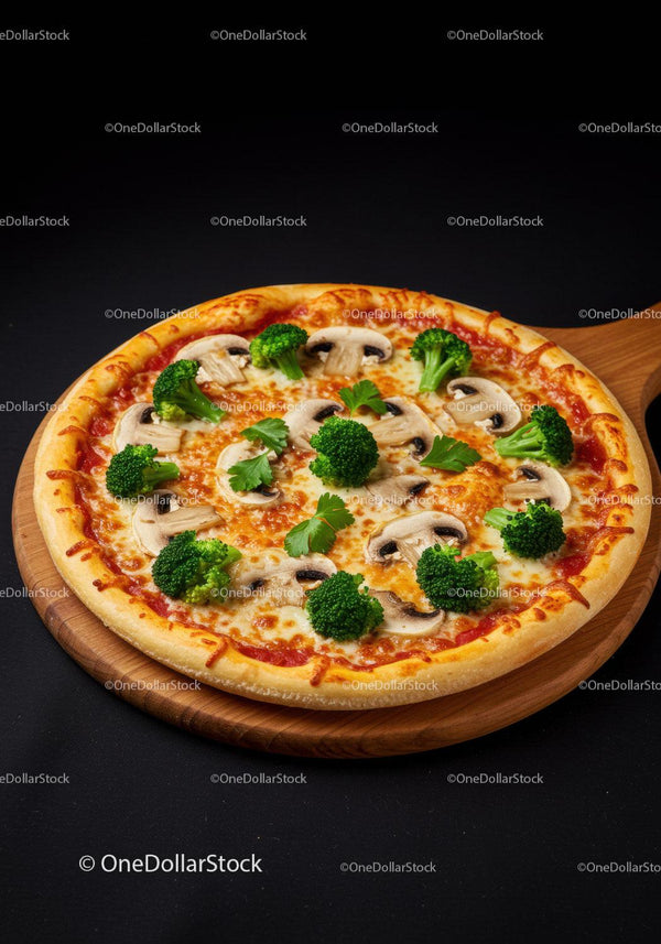 Pyszna warzywna pizza z brokułami i pieczarkami