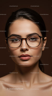 Elegant Woman with Glasses Studio Portrait