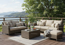 Relaxing Outdoor Living Room with Scenic Lake and Mountain View