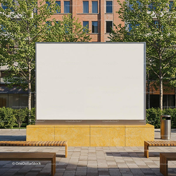 Large Blank Billboard in Urban Park Setting JPG Mockup Image