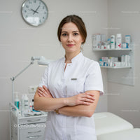 Professional Female Healthcare Worker in Modern Clinical Environment