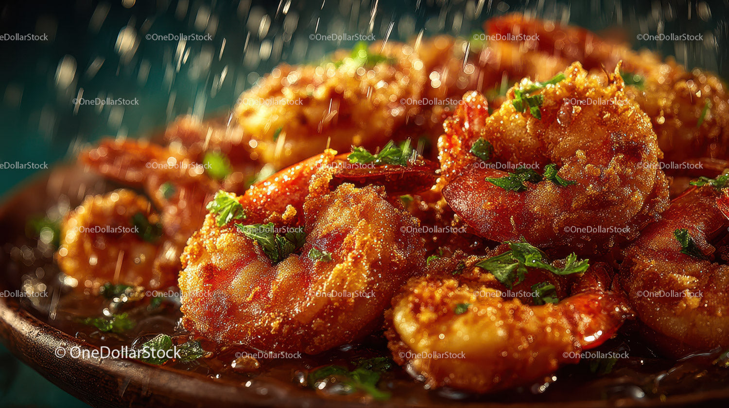 Crispy Fried Chicken Pieces with Fresh Parsley Garnish