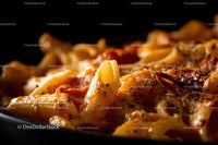 Close-Up of Baked Pasta Shells with Tomato and Cheese Topping