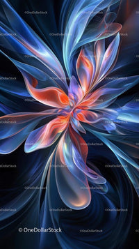 Vibrant Abstract Digital Fractal Artwork with Flowing Lines