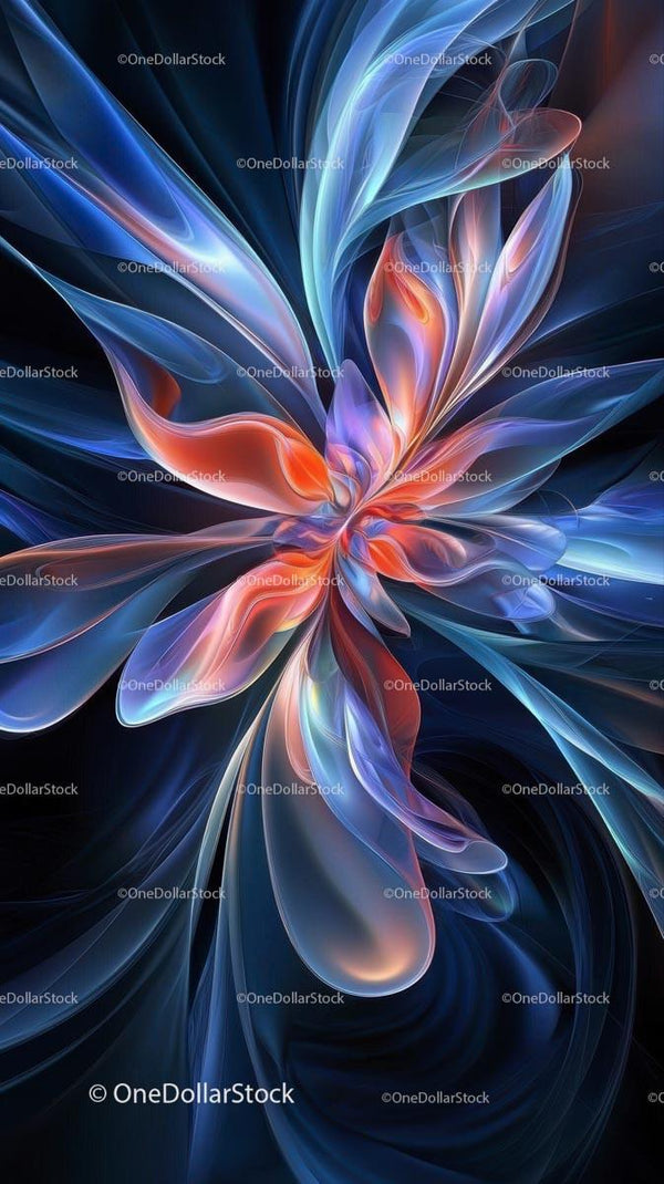 Vibrant Abstract Digital Fractal Artwork with Flowing Lines