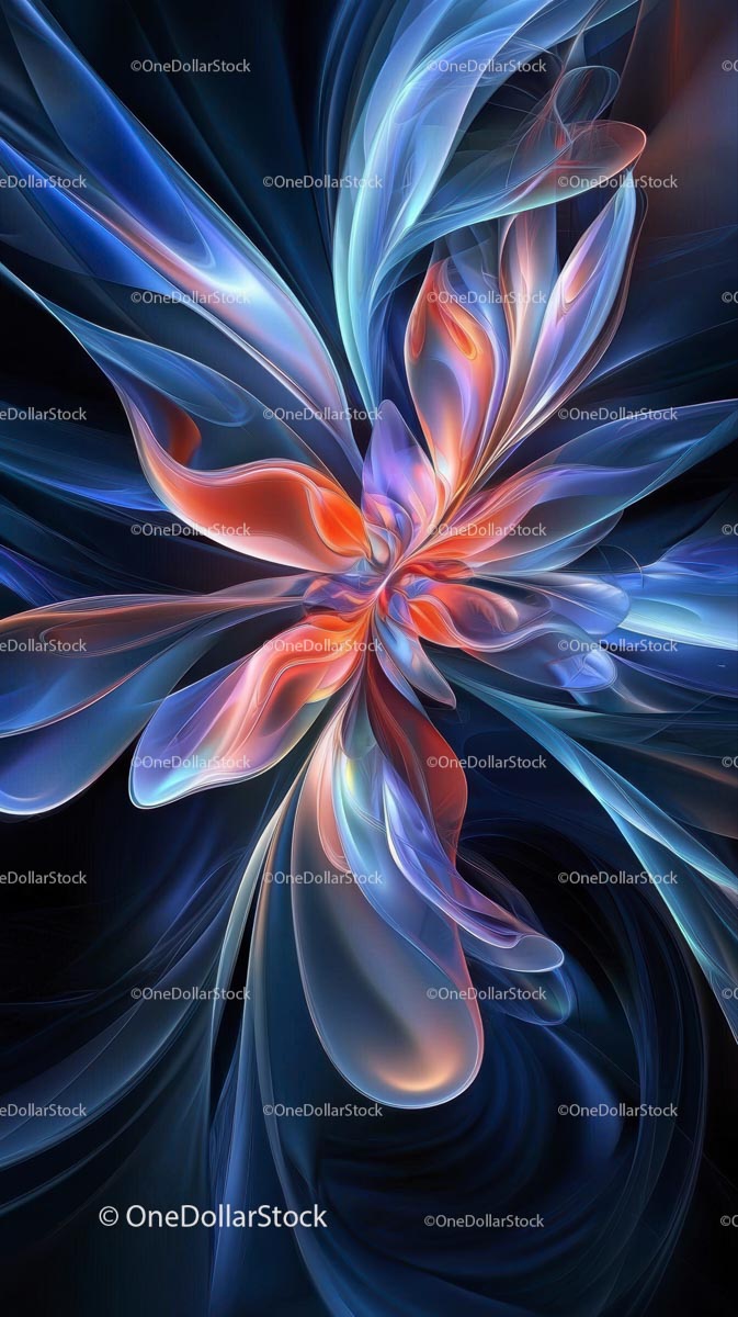 Vibrant Abstract Digital Fractal Artwork with Flowing Lines