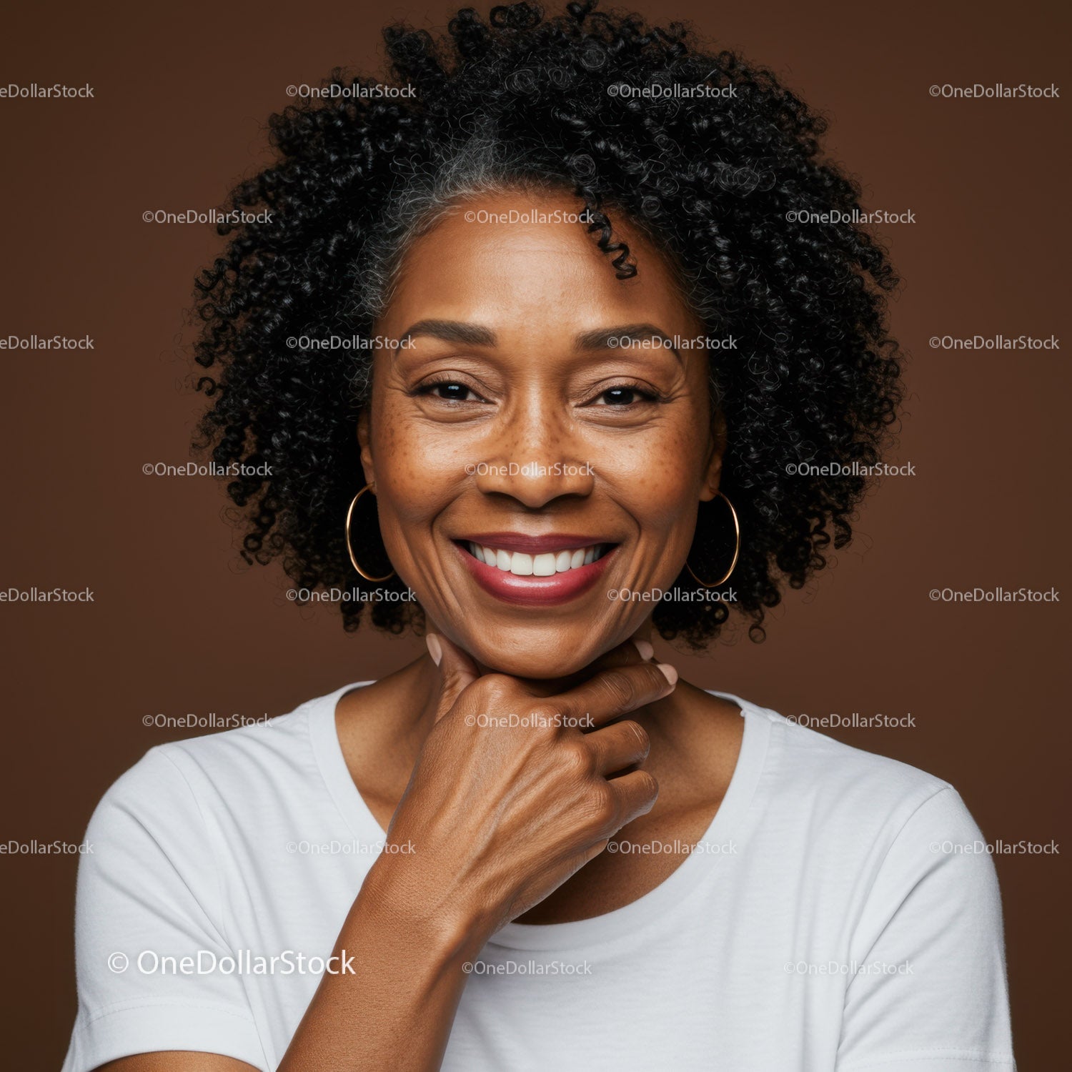 Vibrant African American Woman with Curly Hair and Bright Smile