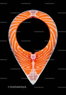 Fresh raw salmon steak on black background