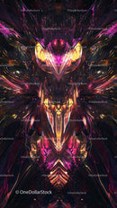 Futuristic Neon Digital Art with Symmetrical Abstract Patterns