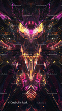 Futuristic Neon Digital Art with Symmetrical Abstract Patterns