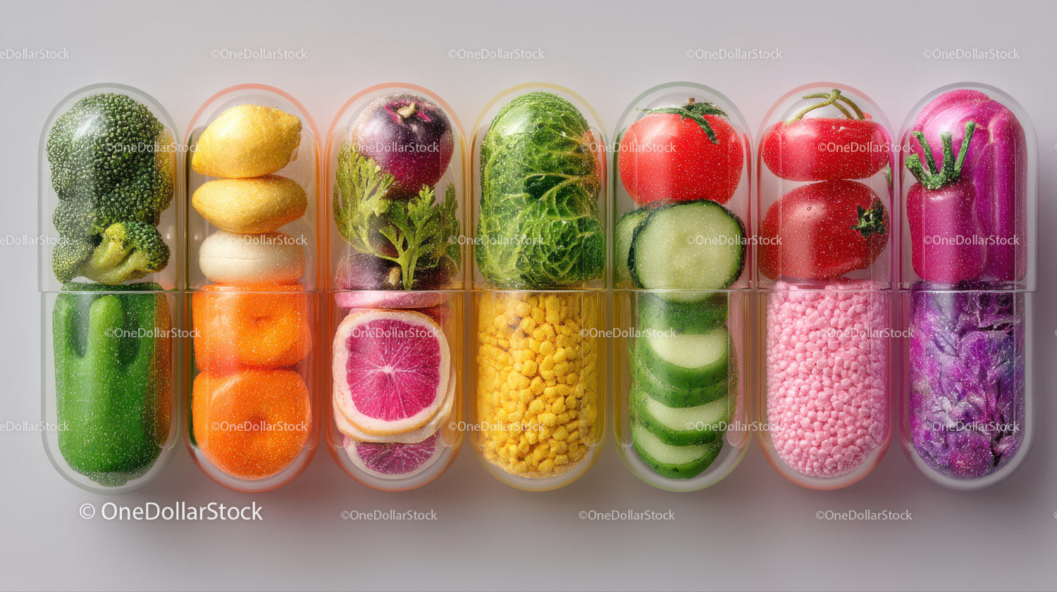 Colorful Capsule Candies Assortment in Transparent Containers