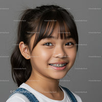 Young Smiling Girl with Braces and Bright Eyes
