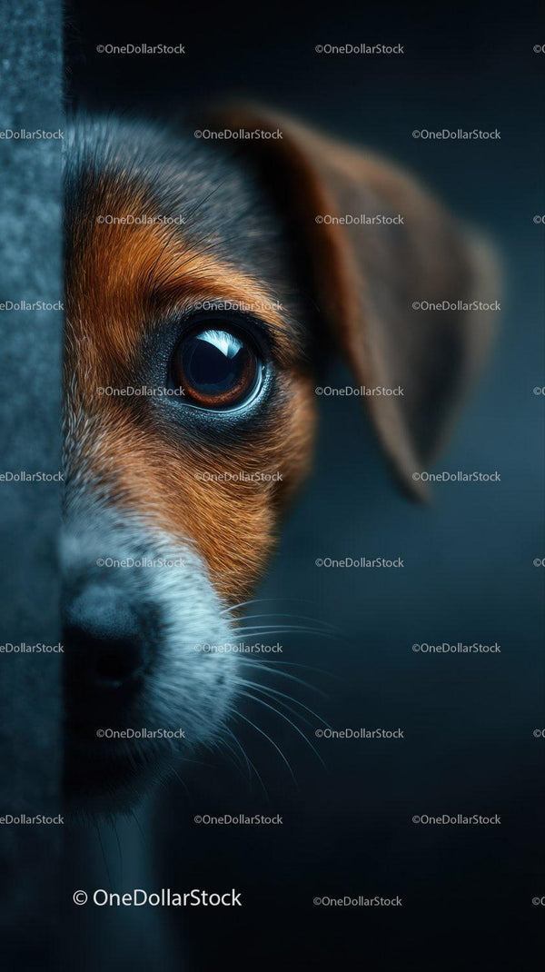 Close-up of a Cute Brown Puppy Peering Curiously from Side