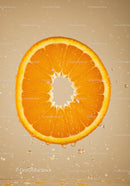 Fresh Orange Slice with Water Droplets in Motion