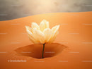 Delicate white tulip blooming in vast orange desert