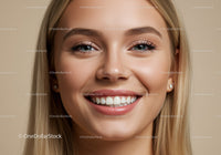 Close up portrait of smiling young woman with blonde hair