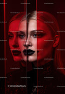 Futuristic Female Portrait with Red Lighting and Dark Makeup Stock Photo Bundle preview 23