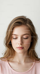 Elegant Portrait of a Young Woman with Blonde Hair and Serene Expression