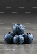 Close up of fresh blueberries with water droplets