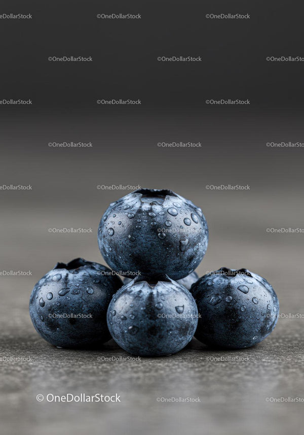 Close up of fresh blueberries with water droplets