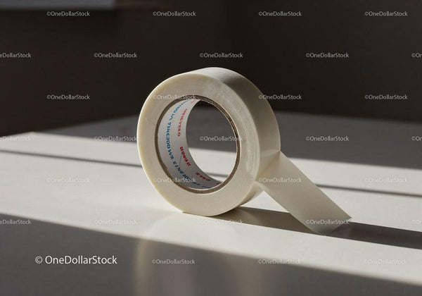 Transparent adhesive tape roll casting soft shadow JPG Mockup Image