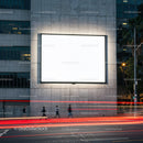 Urban Street Scene with Large Blank Billboard at Evening JPG Mockup Image preview