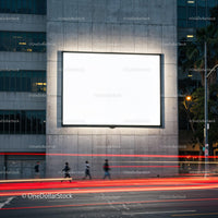 Urban Street Scene with Large Blank Billboard at Evening JPG Mockup Image preview