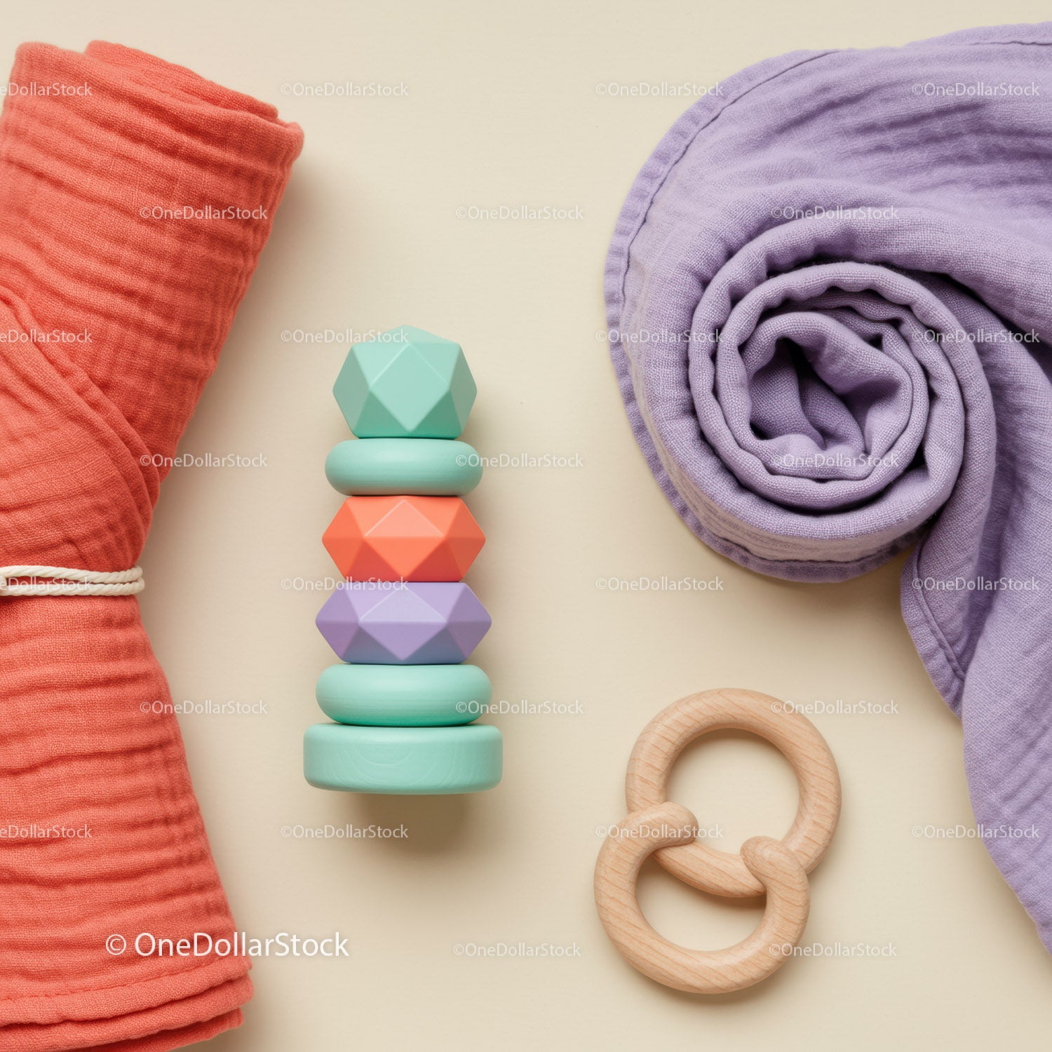 Colorful Wooden Baby Toys with Soft Cotton Wraps