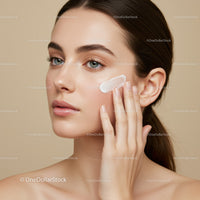 Close-Up of Woman Applying Skincare Cream on Face for Healthy Skin