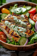 Grilled Chicken Salad with Fresh Vegetables and Herb Dressing