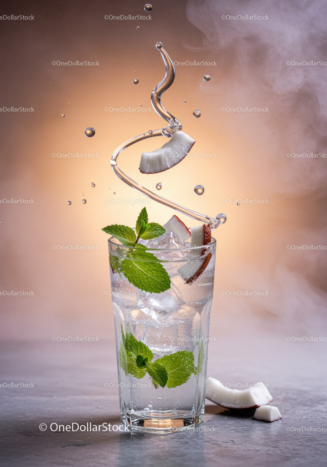 Refreshing Mint Coconut Water Splash in Glass