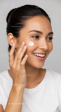 Young Woman Applying Facial Cream for Radiant Skin