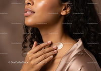 Elegant Woman with Curly Hair and Satin Clothing in Beauty Portrait
