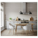 Modern Minimalist Kitchen with Wooden Dining Table and Gray Cabinets