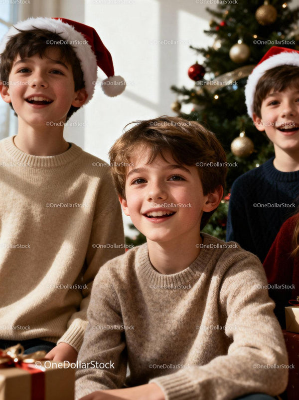 Happy children enjoying Christmas celebration indoors
