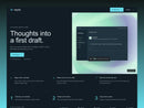 Veyra homepage preview featuring a dark blue-gray canvas, pale text and a geometric hero illustration.