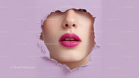 Captivating Female Portrait with Vibrant Pink Lipstick