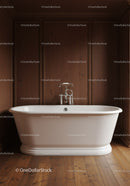 Vintage Freestanding Clawfoot Bathtub in Wooden Panelled Bathroom